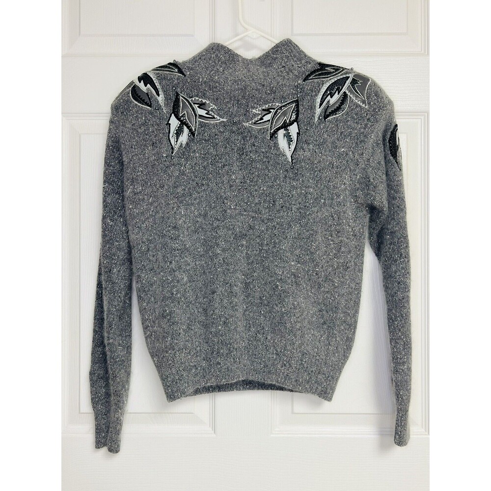 Vintage I.B. Diffusion 90's Angora Silk Gray Turtleneck Sweater S Faux Reptile